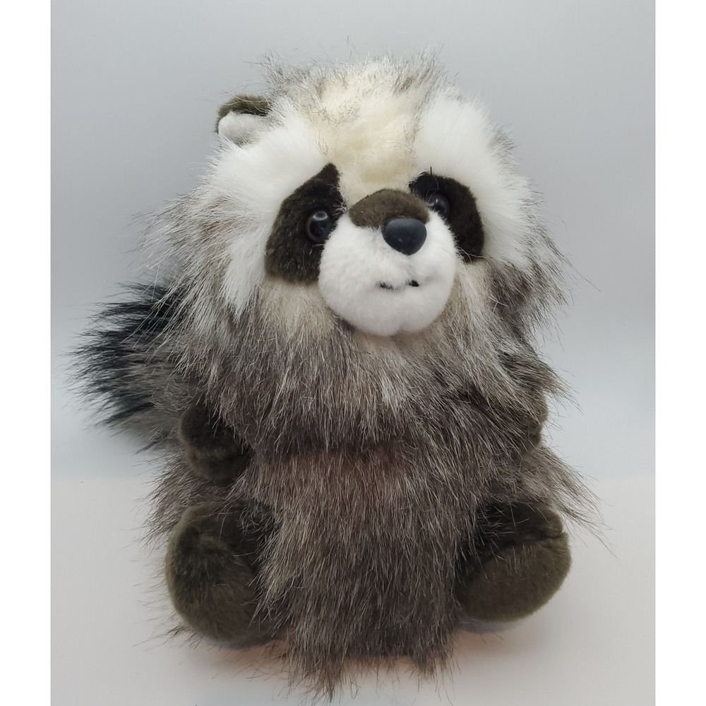 Aurora Mika The Realistic Raccoon Plush Long Haired Fuzzy 8 inch